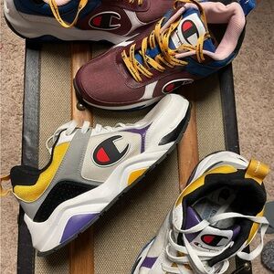 Champion Men's Purple, Yellow, and Black plus burgnady, blue, and yellow. Bundle